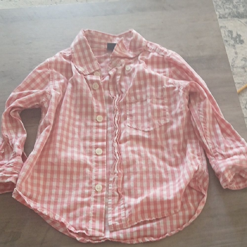 GAP Pink Checkered Kids Button-Down Shirt